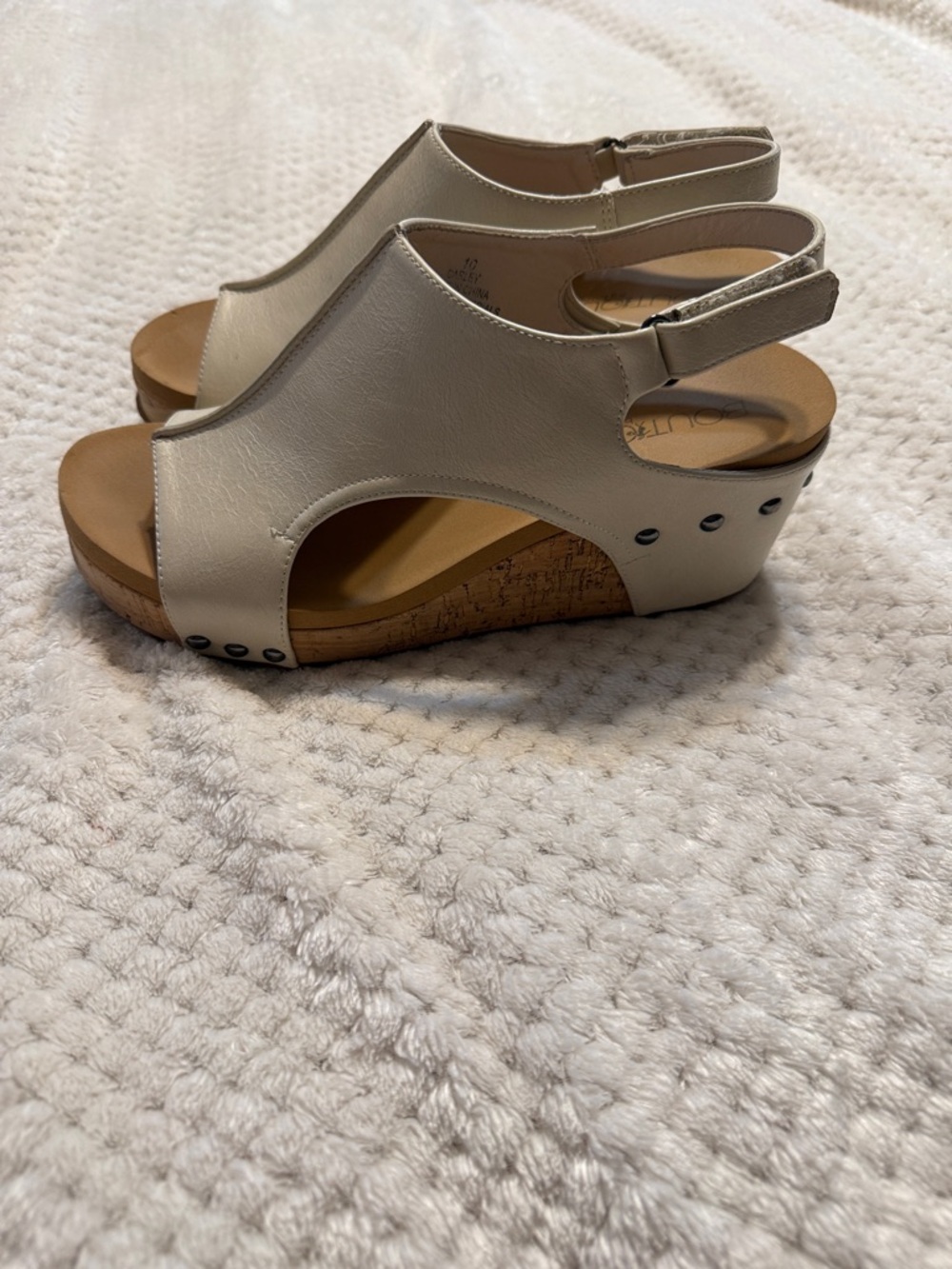 Women's Cream Cork Wedge Sandals with Slingback